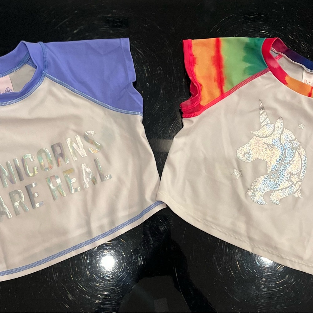 Kids Unicorn Swim Tops - Lavender and Rainbow